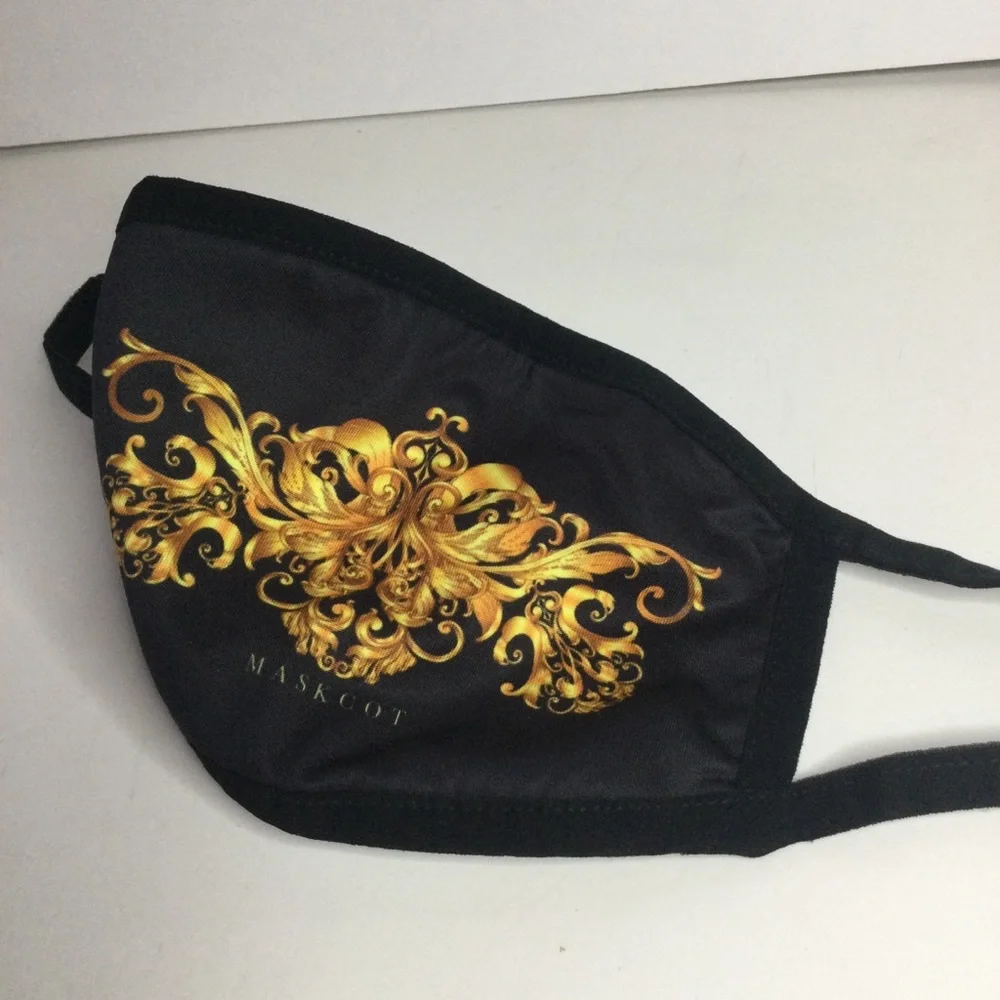 MASKOT FACE MASK BLACK BAROCCO GARGOYLE GOLD NWOT
